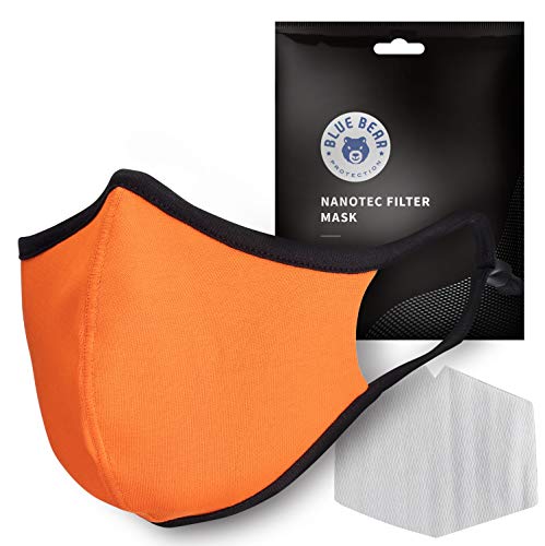 BLUE BEAR PROTECTION ProSport Adult Face Mask W/ Filter, Breathable face mask W/ Filter, Breathable Face Mask Reusable, ProSport Face Mask, Face Mask Reusable Breathable, Orange Adult