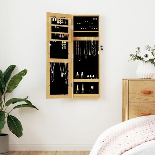 kithwjll Armario para joyas con espejo, material de madera, 30 x 8,5 x 90 cm, se puede cerrar en la pared, para pasillo, pasillo, dormitorio, cuarto de baño, con espacio para joyas y perfumes, ahorra