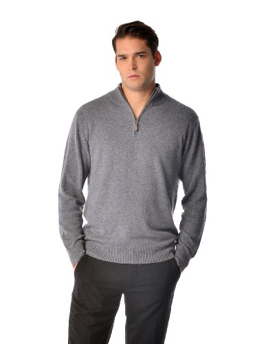 Cashmere Boutique 100% Pure Cashmere Half Zip Sweater for Men –Pullover, Long Sleeve, Soft and Warm Quarter Zip Sweater