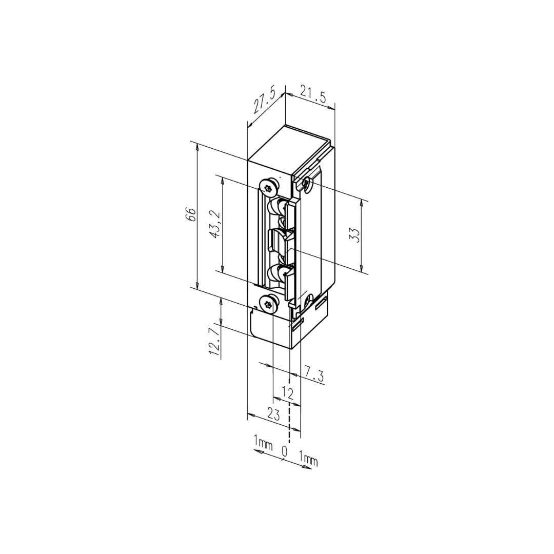ASSA ABLOY 332® RR AK RR PROFIX® 2 O.STULP, Fluchttüröffner 332.238-E91, Ohne Schließblech, 12 V DC, Universale Einbaulage DL/DR und waagerecht, Radiusfalle, Geringe Einbaumaße