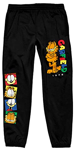 Garfield 1978 Colorful Logo and Characters Men's Black Graphic Sweatpants