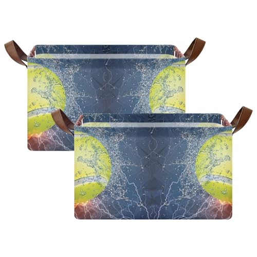 Kjovgcb �����`���[�o�X�P�b�g�r���A���U�[�n���h���t���܂肽���ݎ��{�b�N�X�A�L�b�`���p�o�X�P�b�g�I�[�K�i�C�U�[ 16.9x11.4x10�C���` �΂Ɛ��Ɍ���e�j�X�{�[�� 2��