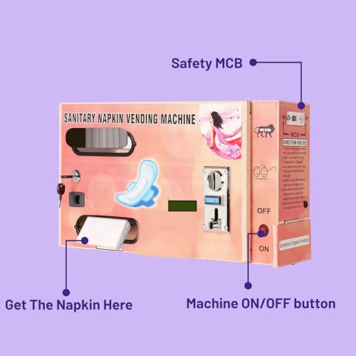 Image of By VP Industries (Fully Automatic with 5 rs Coin | Capacity- 30 Pads) Sanitary Vending Machine | Dispenses a Napkin Upon Inserting a ₹5 Coin into The Multi-Coin Acceptor.