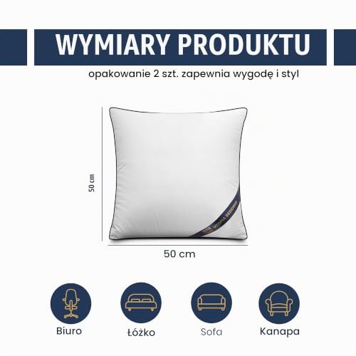 Utopia Bedding Poduszka Wypełnienie (Zestaw 2), Wkładki do Poduszek, Wypełniacz do Poduszek z Włókna Hollowfibre (50x50 cm)