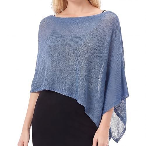 Image of Women Sheer Poncho Shrug Summer Sheer Blouse Top Lightweight Poncho Bolero for Evening Dress