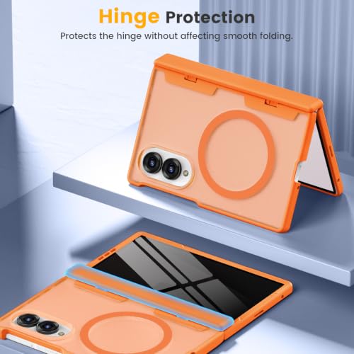 Magnetic for Samsung Galaxy Z Fold 8 Case with Hinge Protection Orange - image 6