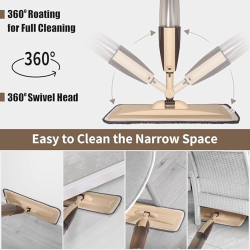 Image of Wet Spray Mop for Floor Cleaning with 14 oz Bottle & 3 Microfiber Pads | Refillable bottle, washable pads, dry /wet use for home or commercial cleaning on hardwood, laminate, wood & ceramic floors