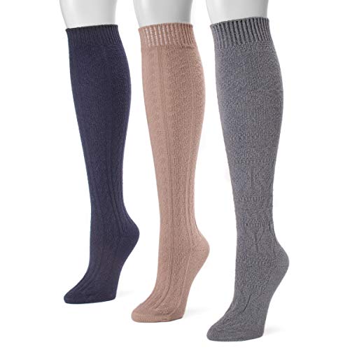 MUK LUKS Women's 3 Pair Pack Knee High Socks - Denim