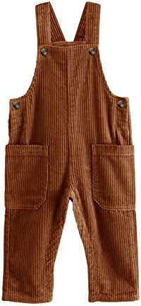Ciaorbis Kids Girl Boy Corduroy Overall Solid One-Piece Pants with 2 Pocket Suspender Trousers 4-6Years