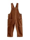 Ciaorbis Kids Girl Boy Corduroy Overall Solid One-Piece Pants with 2 Pocket Suspender Trousers 4-6Ye