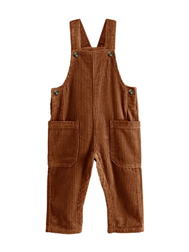 Ciaorbis Kids Girl Boy Corduroy Overall Solid One-Piece Pants With 2 Pocket Suspender Trousers 4-6Years #TOP5