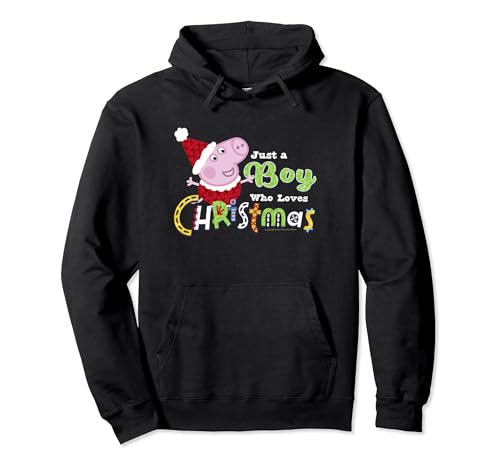 Sweat à capuche Peppa Pig Christmas noir en coton pour garçon