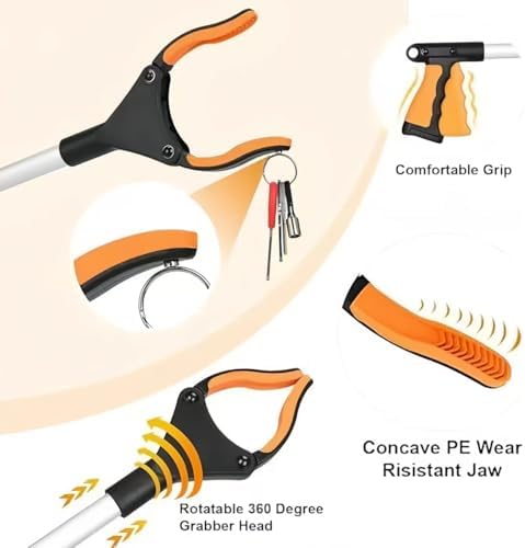 32" Grabber Reacher Tool, Lightweight Reacher Grabber Pickup Tool with 360° Rotating Jaw and Magnets, 3.5" Wide Claw Opening Trash Picker Upper Grabber, Long Arm Extension Grabbers for Seniors image 5