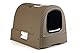 Curver petlife Katzentoilette mit Deckel, Katzenklo inklusive Schaufel, Moderne Rattangeflecht-Optik, Mokka, 51,5 x 38,5 x 40 cm, mokka