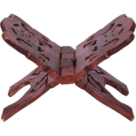 eTroves Handmade Wooden Book Reading Holder Stand Rihal Rehal Al-Quran Bible Gita Cover