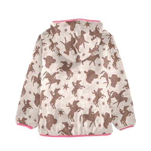 Western Cowboy Toddler Fleece Jacket Baby Girls Hooded Zipper Long Sleeve Thick Warm Outerwear 3-10 Years2