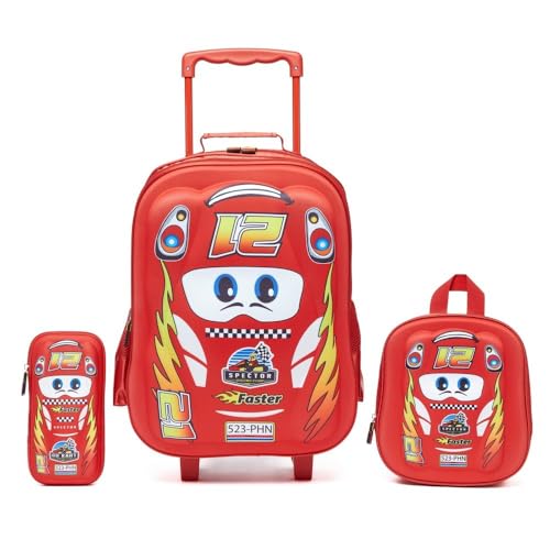 Kit Mochila de Rodinhas + Lancheira + Estojo Infantil Escolar