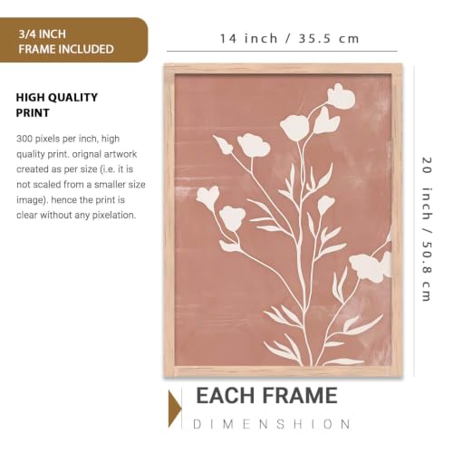 Image of kotart Botanical Art Home Decoration Painting | Floral Paintings With Frame For Living Room Bed Room Hotel Wall Decor Digital Reprint Set of 3 (14x20 Inch)