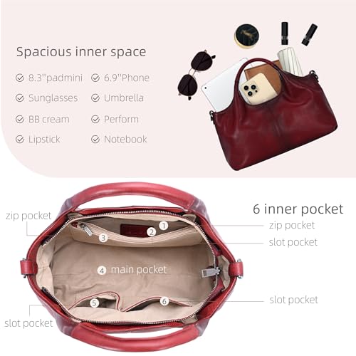 Image of Iswee Soft Leather Purse for Women Satchel Handbags Crossbody Shoulder Bag | Genuine Leather Top Handle Bag Designer Hobo Medium Size Pocketbooks Luxury Classy Bag
