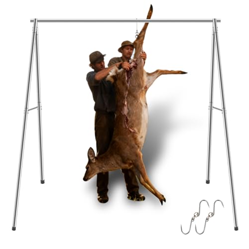 Deer Hanger for Skinning, Stainless Steel Extensible Deer Hoist, Sturdy for Hunting, Field Dressing & Game Processing, Ideal for Deer, Fish, Bear, Hogs, Goat, Elk, Game Hoist with Winch & Gambrel