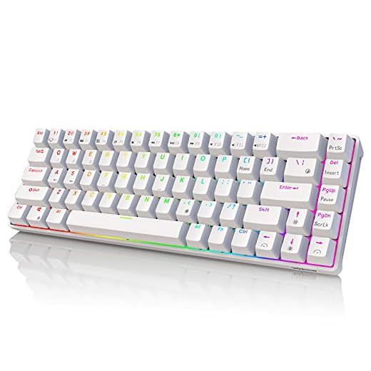 RK ROYAL KLUDGE RK68 (RK855) Teclado mecânico Bluetooth sem fio/com fio 65%, teclado de jogo com interruptor azul de 68 teclas RGB com software para Win/Mac