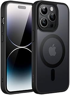 JETech Magnetyczna Etui dla iPhone 14 Pro Max 6,7 Cala Kompatybilny z MagSafe, Półprzezroczysta Matowe Tylna Szczupły Odporny na Wstrząsy Case (Czarny)