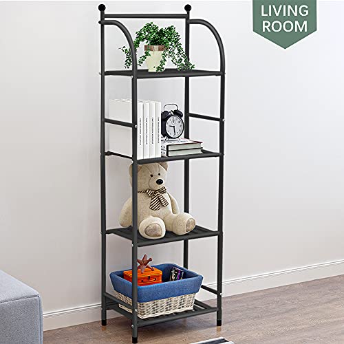 Sitake 4 Tiers Bathroom Organizers And Storage, 44 Inches Tall Bathroom Shelf, Metal Towel Storage With Plastic Shelves, Living Room Flower Stand, Rack For Kitchen Restroom Laundry (Black) #TOP1