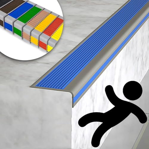Strisce antiscivolo per scale per interni ed esterni, in gomma flessibile, per proteggere i bordi delle scale, strisce di transizione sicure per bambini e adulti, facile installazione