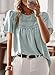 Falechay Plus Size Tops for Women Swiss Dot Solid Lace Flowy Short Sleeve Blouse Boho Round Neck Girls Loose Fit 2026 Gray Green XXXL