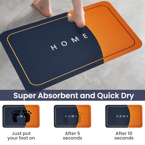 Image of MAXOSHINE PVC Bathroom Mats Anti Slip | Water Absorbent Bath Floor Mat | Quick Dry Anti Skid Bathroom Mats for Home | Door Mat for Wet Area 40x60 CM (Home - Orange)