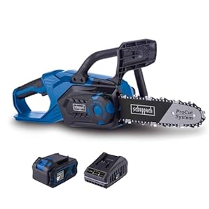 Scheppach Akku Kettensäge C-CS254-X | Schnittlänge 20cm | Schwertlänge 25, 4cm | Schnittgeschwindigkeit 6m/s | Autom. Kettenschmierung | 20V-IXES-Serie | 10 Jahre Garantie | mit 4Ah Akku & Ladegerät