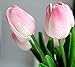 Kisflower 30Pcs Latex Tulips Real Touch Pink Artificial Flowers Fake Tulips Arrangement Bouquet for Home Office Wedding Decor (Pink)