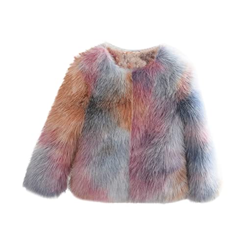 Baby Girls Shaggy Faux Fu𝐫 Coat Jacket Winter Thick Warm Comfy Jacket Toddler Kids Crewneck Jacket for Girls Size 6