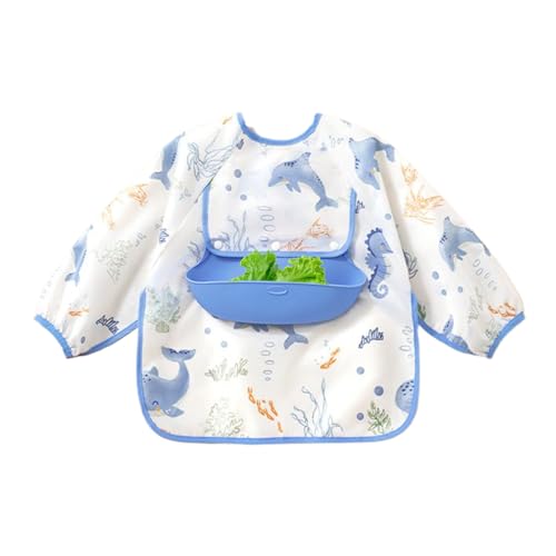 Bavoir à manches longues pour bébé couverture complète pour manger et dentition