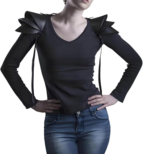Leder Wikinger Ritter Mittelalter Schulterpanzer Retro Pauldron Steampunk Punk Schulterpanzer Verstellbar Verkleidung Halloween Karneval Cosplay Kostüm Party Krieger Schulterschutz für Männer Frauen