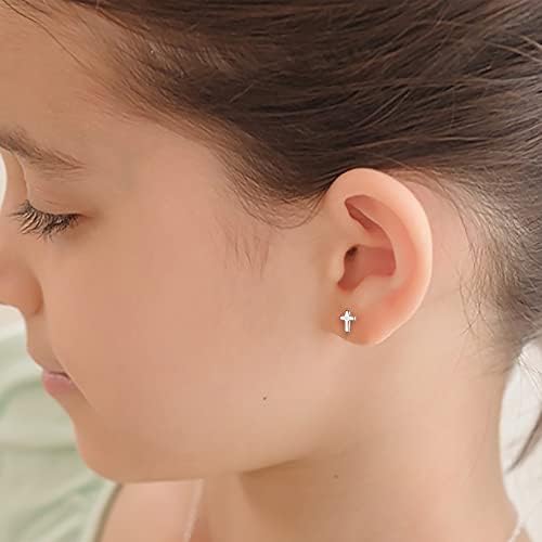 Orecchini A Pendente Religiosi Minimalisti Semplici E Piccoli Con Croce Per Donne E Adolescenti Con Chiusura A Leva Sicura In Argento Sterling .925