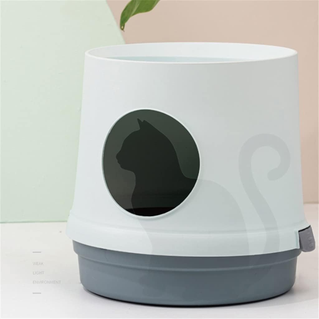 Tree Hole Cats Litter Box Big Pet Toilet Semi Open Large Se Cats Toilet Sandbox Cats WC Tray Scratching Board Pet Supplies (Color : Ice blue) (Ice Blue)