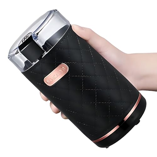 Portable Mini Electric Spice Coffee Grinder Mill Stainless Steel Blade Machine – 3 Grind Settings, Push-to-Grind Button, Detachable Cup, Dishwasher Safe, Compact Coffee & Spice Grinder