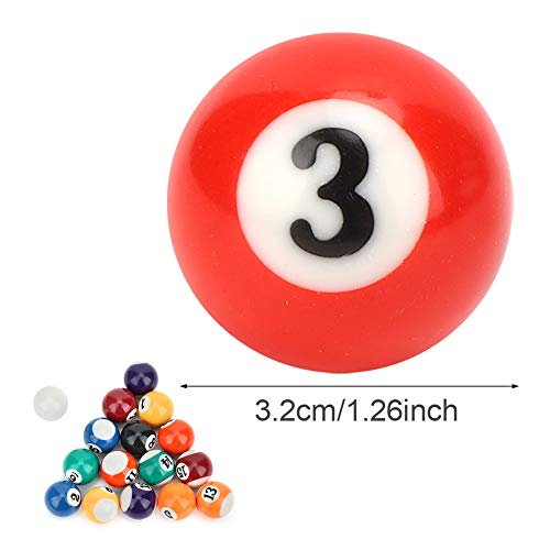 Jeu De 16 Boules De Billard Miniatures 32 Mm – Résine Polyester, 15 Boules Numérotées + 1 Boule Blanche, Pour Enfants Et Jeux D'intérieur