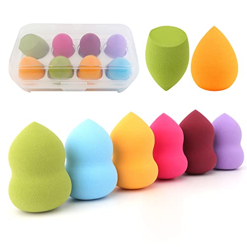 Set d'éponge de maquillage - Mélangeur d'éponge de maquillage 8pcs +1 support de séchage d'éponge de maquillage, adapté au correcteur de fard à joues, ombre à paupières, poudre pressée, crème, poudre Cover