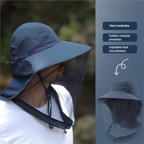 Gorro antimosquitos de malla completa transpirable con cordón ajustable gris oscuro 4