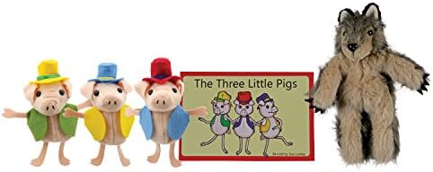 The Puppet Company - Traditional Story Sets - Three Little Pigs & Wolf Finger Puppet Set,14cm x 20cm