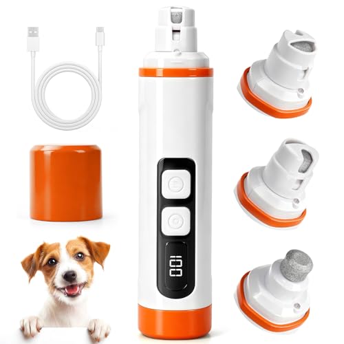 TAILNERY Dog Nail Grinder with LED Light – Quiet & Safe Pet Nail Trimmer for Small Medium Large Dogs & Cats, Cordless & Rechargeable, Low Noise Dog Nail Care for Beginners