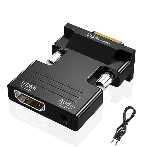 Image of FORIDA HDMI Female to VGA Male Adapter Converter with 3.5mm Audio Jack, Active HDMI to VGA Adapter, 1080P Full HD Video Converter for PC, Laptop, PS5, PS4, Xbox, TV Stick, Blu-ray Player, Projector