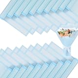 FUHITIM 20 Sheets Flower Wrapping Paper - Waterproof Floral Bouquet Packaging Paper for DIY Crafts，Florist Supplies Packaging Paper for Wedding Birthday Gift (Translucent Light Blue)
