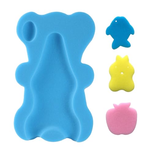 Baby Bath Sponge Support Soft Baby Bath Cushion for Newborn & Infant Anti-Slip Quick-Drying Baby Bath Sponge Mat Suitable for Sink & Bathtub Blue