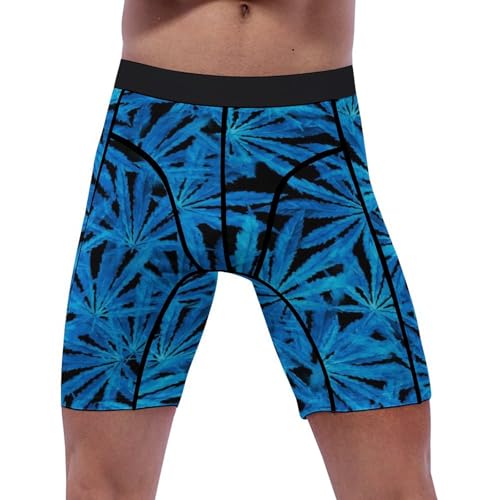 VTHXLOI Blue Cannabis Leaves Men's Compression Shorts Sport Shorts Athletic Workout Underwear Mens Boxer Briefs XL