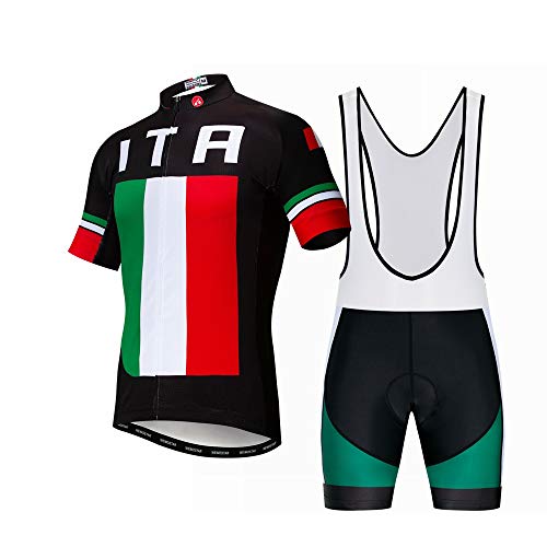 JPOJPO - Completo da ciclismo da uomo, con maglia e pantaloncini, per professionisti, abbigliamento da MTB, motivo: Italia