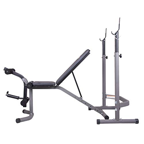 Body Champ Weight Bench With Leg Extension Attachment, 2-Piece Combo Adjustable Bench Press, Workout Bench And Squat Rack Bcb3780, Gray/Silver #TOP1