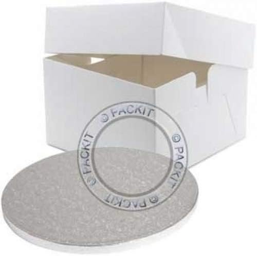 8 Inch Round Cake Drum Board & Box Wedding Birthdays by Kingscroft Logistics LTD
